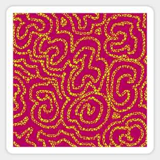 Textured Yellow Doodle on Red Abstract Sticker